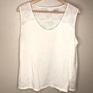 Columbia White Sleeveless Top Sheer Burn out
